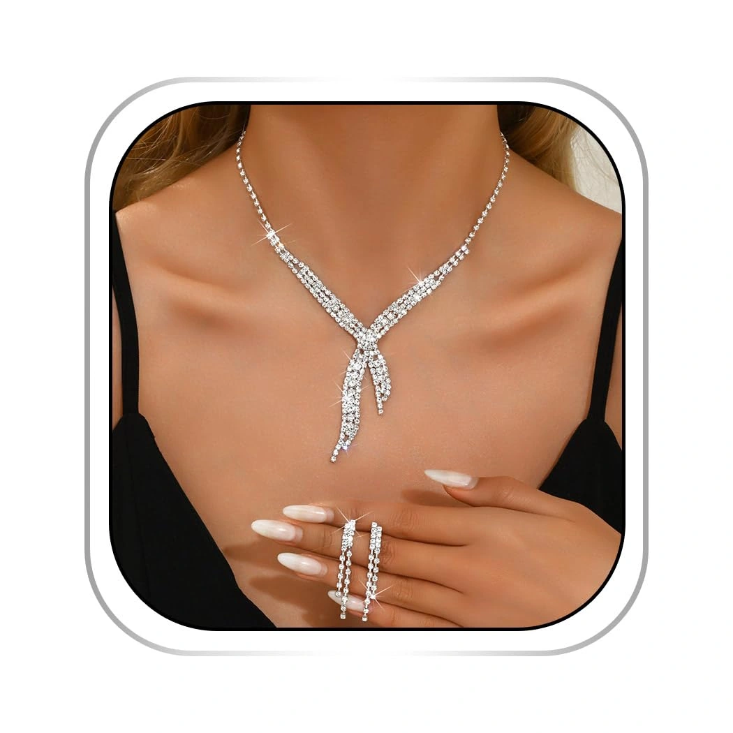 Abien Rhinestone Necklace & Earring Set — view 1