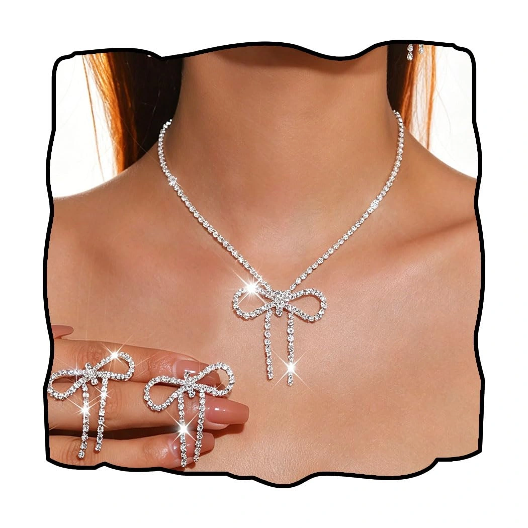 Abien Rhinestone Bow Jewelry Set — view 1