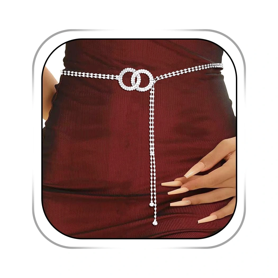 Abien Rhinestone Circle Chain Belt — view 1