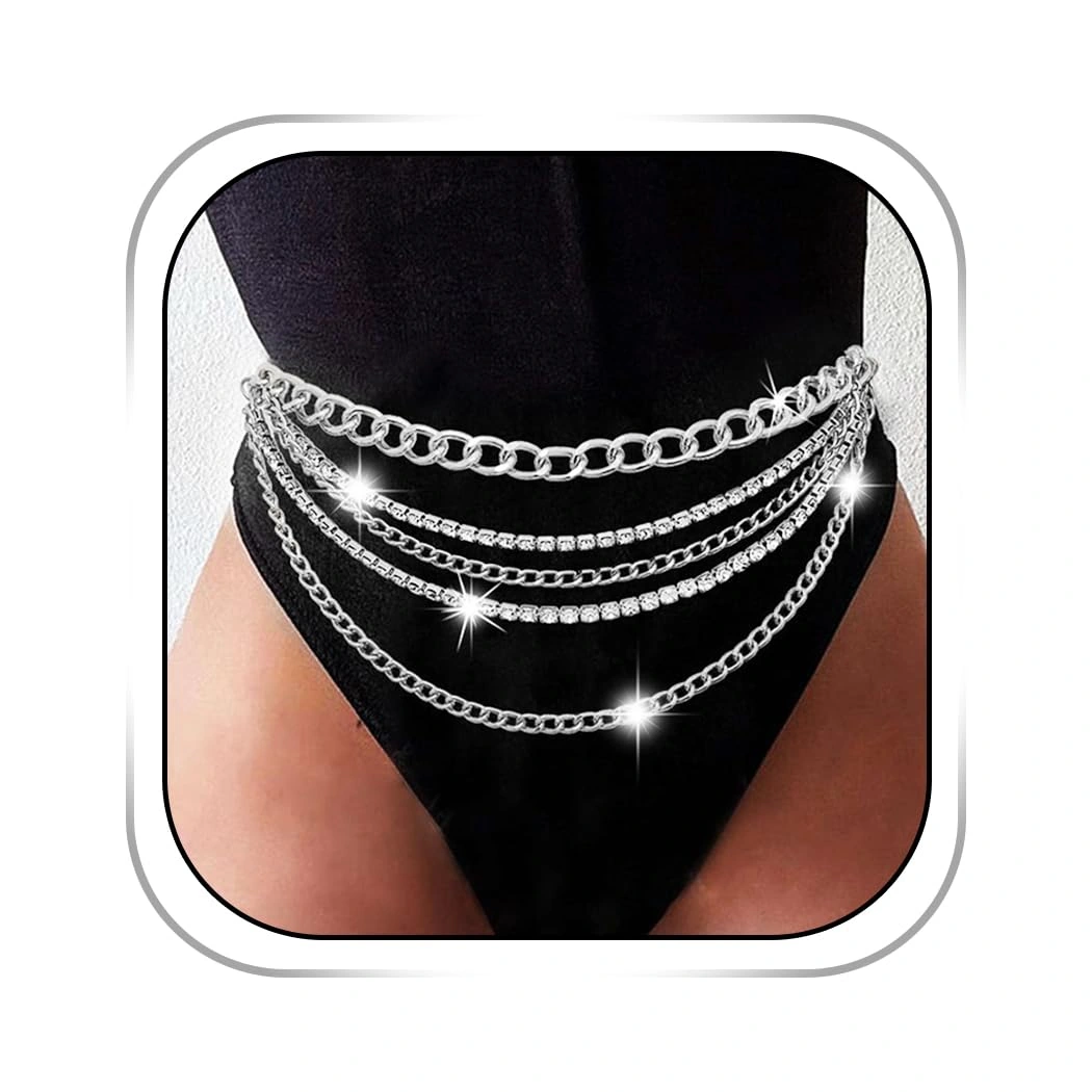 Abien Layered Rhinestone Body Chain — view 1