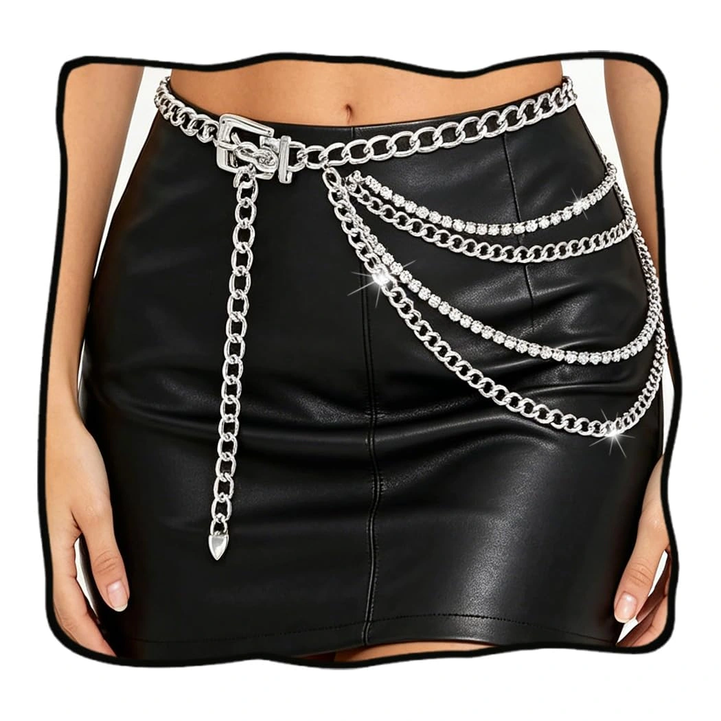 Abien Layered Rhinestone Chain Belt — view 1