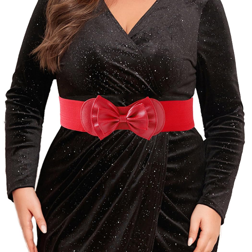 Abien Bow Stretch Belt Red-bowknot · Plus Size