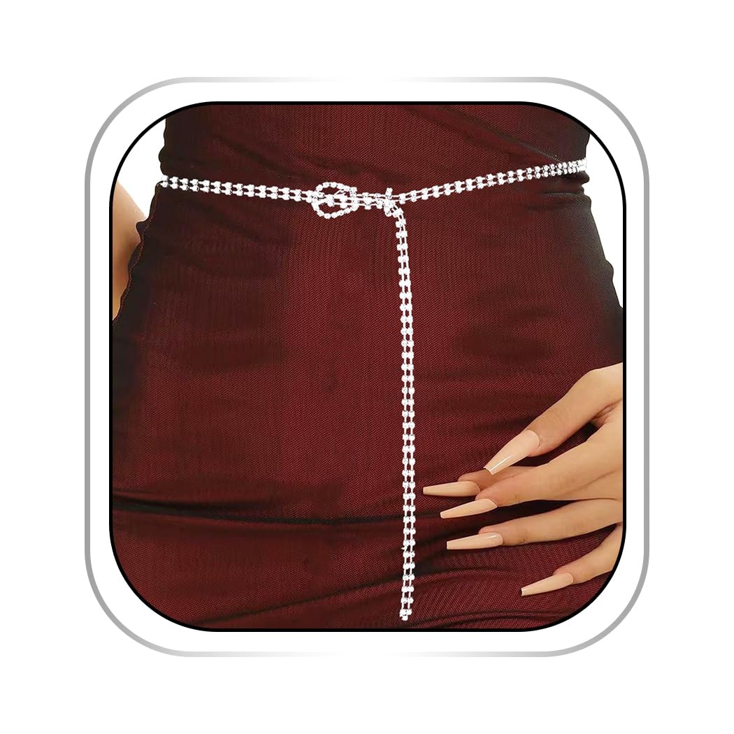 Abien Rhinestone Dress Belt Silver
