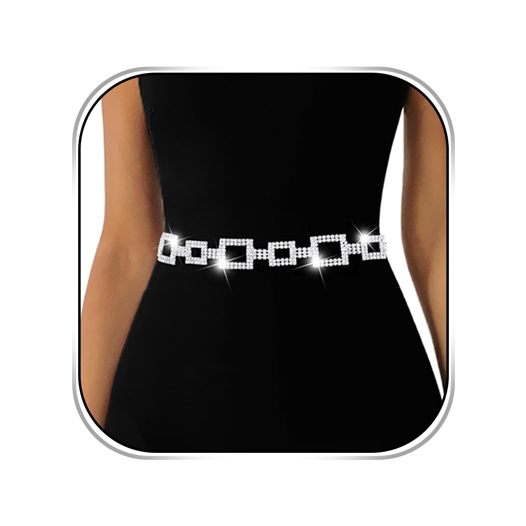 Abien Rhinestone Dress Belt Silver · 115cm/45.2in