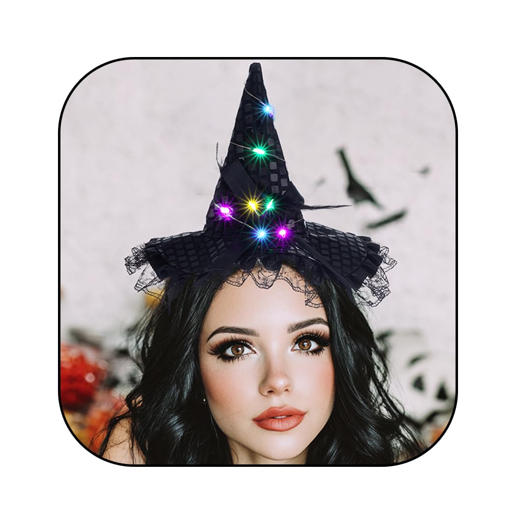 Abien Light-Up Witch Hat Headband Black · One Size