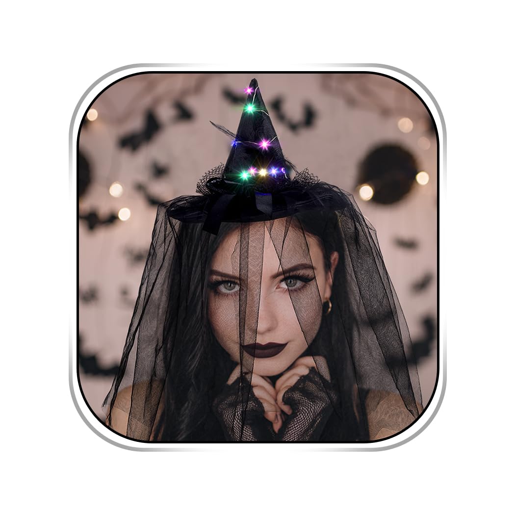 Abien Light-Up Witch Hat Headband Black · One Size