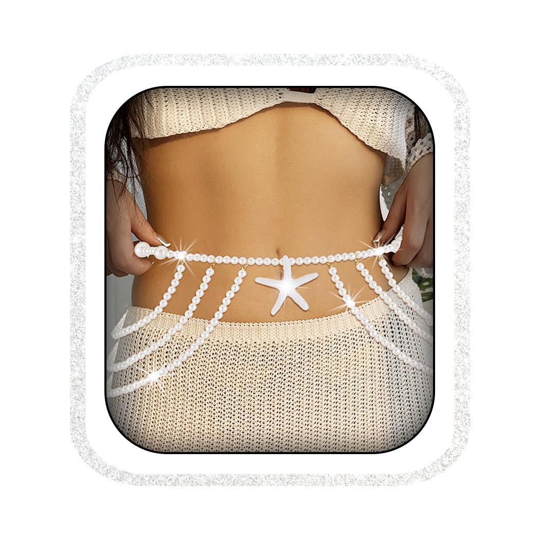 Abien Pearl & Starfish Waist Chain Gold