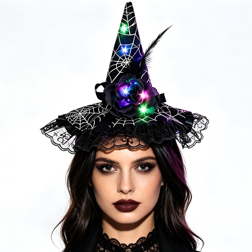 Abien Light-Up Witch Hat Headband Black · One Size