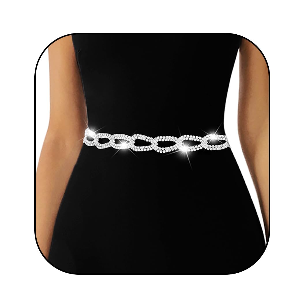 Abien Rhinestone Dress Belt Silver · Standard